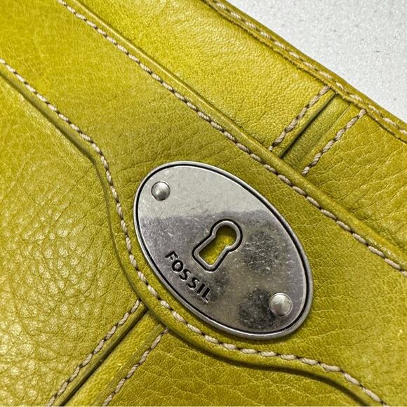 Fossil Green Leather Marlow Maddox Zip Clutch Wallet Boho Classic - Picture 5 of 9